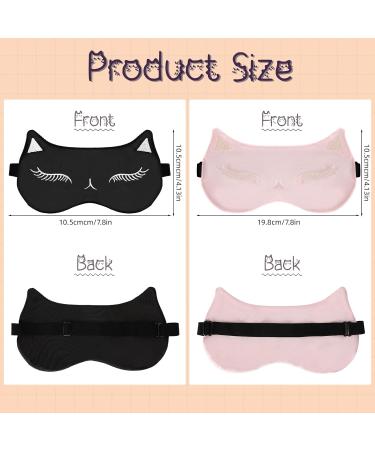 Buy Cute Silk Eye Masks for Sleeping - Adjustable & Breathable Travel Eye Covers (2 Pcs) - Perfect Gifts for Women in Black & Pink - Buy Online on GoSupps.com