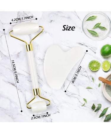 Geeric Gua Sha & Jade Facial Roller Tool - Natural Green & White Jade Massage for Fine Lines & Eye Swelling Relief - Buy Online on GoSupps.com