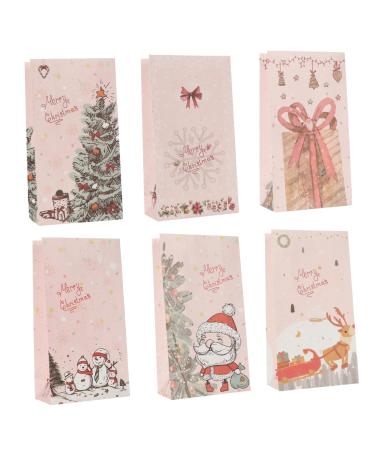 LALAFINA 6pcs Christmas Candy Paper Bag Candy Bags Kraft Retail Bags Party Favor Bag Packing Bag Kraft Paper