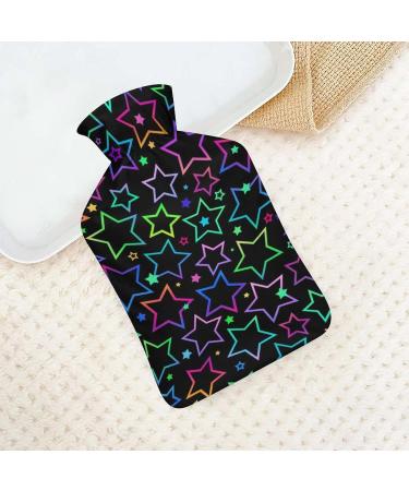 Colorful Stars Hot Water Bottle with Plush Cover - Hand Warmer for Adults & Children (26.5x15.3cm) - Shop Internationally! - Buy Online on GoSupps.com
