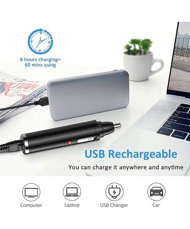 4 in 1 USB Rechargeable Nose & Ear Hair Trimmer - Waterproof Portable Dual Edge Blades for Easy Cleaning - Black - Buy Online on GoSupps.com