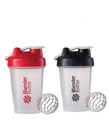 BlenderBottle 2 Pack with Stainless Steel Wire Whisk Ball - Two 20oz Bottles for Protein Shakes and Supplements Colors May Vary