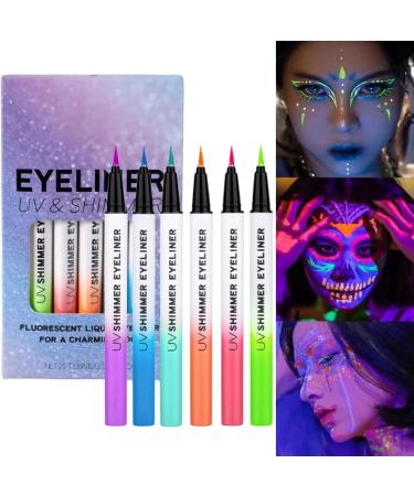 Mppchhn Colored Liquid Eyeliner Glow In The Dark Face Paint For Kids Long Lasting Intense Pigment Shiny Gel Make Up Pen For Party Dance Night Daily Use - Buy Online on GoSupps.com
