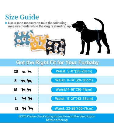 Dono 3-Pack Reflective Dog Diapers with Washable Belly Band for Small Medium & Large Dogs - Frying Eggs Design (L) - Buy Online on GoSupps.com