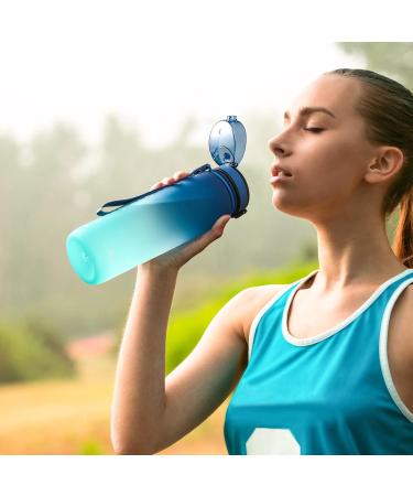 Uzspace Leak-Proof Children's Drinking Bottle - 500ml 800ml 1L Tritan & BPA-Free Sports Water Bottle in Blue-Green Gradient - Perfect for Kids & Active Lifestyles - Buy Online on GoSupps.com