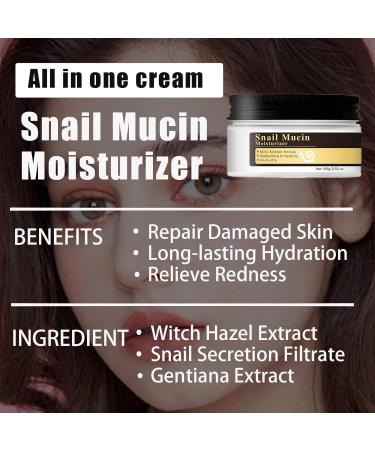 Snail Mucin Face Cream - Moisturiser Face Women - Snail Mucin Moisturiser - Face Moisturizer for Women - Long Lasting Moisturiser - Deep & Intense Hydration for Dry Skin - Mucin Secretion Filtrate 92% - Buy Online on GoSupps.com