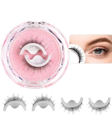 Self Adhesive Eyelashes Reusable False Eyelashes Pre Glued Eyelashes Reusable Adhesive Eyelashes Stick on Eyelashes Reusable Eyelashes Self Adhesive Lashes No Glue/Eyeliner Needed(#12)