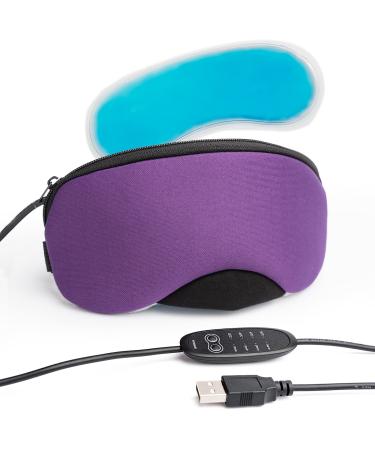 Flyangle Heated Eye Mask for Dry Eye Electric Hot and Cold Usb Eye Mask Compress Press for Steam with Cold Pad Temperature and Time Control Purple