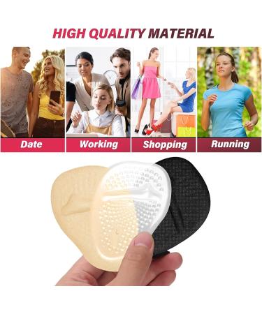 WLLHYF 3 Pairs Metatarsal Pads - Non-Slip Ball of Foot Cushions for High Heels - Reusable Gel Inserts for Foot Pain Relief - Skin Color, Black, Transparent - Buy Online on GoSupps.com