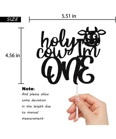 Black Glitter Holy Cow I'm One Cake Topper Cow Cake Topper Holy Cow I'm One Birthday Decorations First Birthday Cake Topper Cow Theme One Year Old Birthday Party Decorations Supplies - Buy Online on GoSupps.com