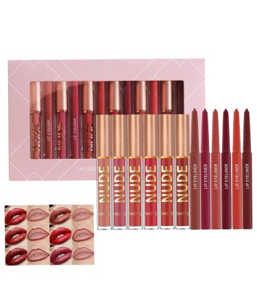 Generisch Women's Lipstick - 6 Colors - Waterproof - Matte - With 6 Lip Liners - Water-Resistant Lip Color - For Women Girls Parties Makeup Beauty Dates