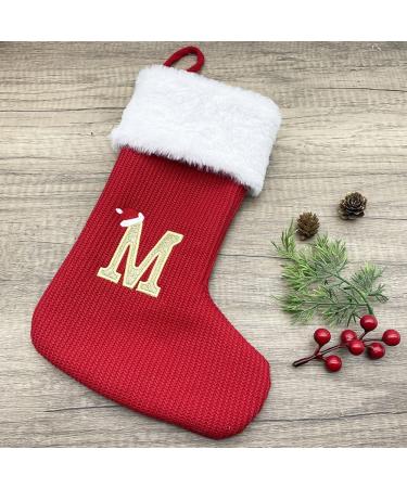 Christmas socks knitted monogrammed Christmas stockings gift bag red socks (L)