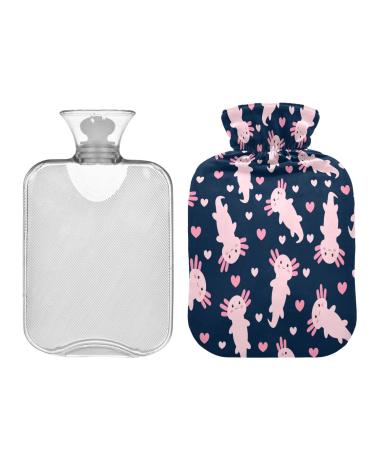 Cute cartoon axolotl heat bottle 2l heart winter hot water bottle warm water bottle soft plush reference handfoot warmer for children men women