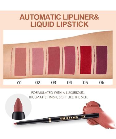 SUMEITANG 6Pcs Lip Liner and Lipstick Makeup Set - Waterproof Long Lasting Matte Nude Liquid Lipstick with Matching Lipliner Pencils - Perfect Lip Gloss Gift Set for Girls & Women - Buy Online on GoSupps.com