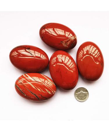 Manekieko Natural Red Jasper Worry Stones - Oval Palm Pocket Healing Crystals for Massage & Spa Energy - Buy Online on GoSupps.com
