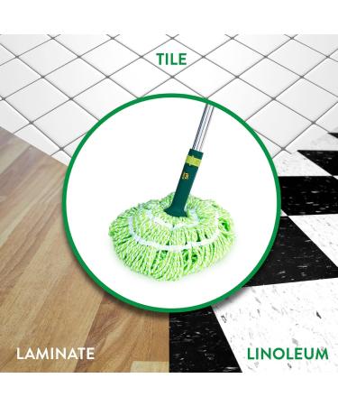 Pine-Sol Microfiber Self-Wringing Twist Mop | Household Cleaning Tool for Tile, Linoleum, Laminate Floors | Extendable Metal Handle - Green - Buy Online on GoSupps.com