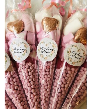 Baking Friends Will You Be My Bridesmaid Wedding Sweet Candy Cones Sweets Party Gift Cone Bags Filled Favour Bag Bridal Party Gift (6 Cones) - Buy Online on GoSupps.com