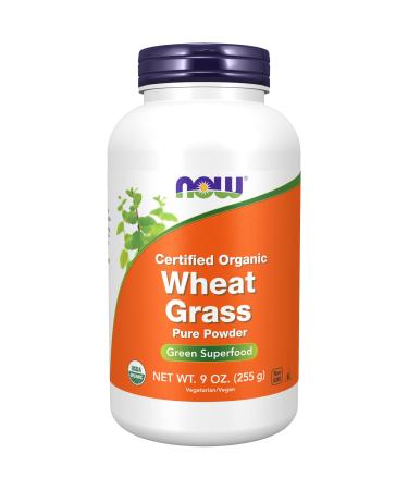 NOW Supplements, Certified Organic and Non-GMO, Wheat Grass Powder, Green Superfood, 9-Ounce