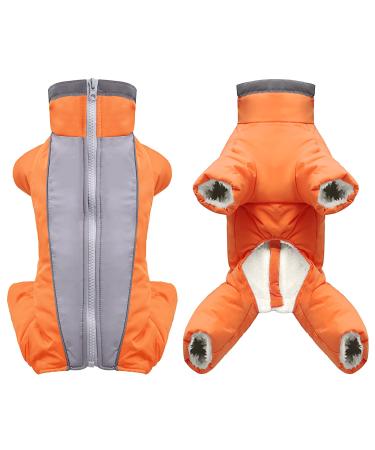 Dog Jacket Dog Coat Waterproof Fleece Lined Warm Winter Jacket Dog Clothing for Winter Autumn Orange for Men L