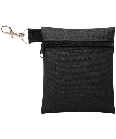 BuyAgain Golf Tee Pouch, 5.62 X 6.87 Inch Professional Zipper Golf Tee/Ball Pouch Bag with Metal Lobster Claw Clip BLACK
