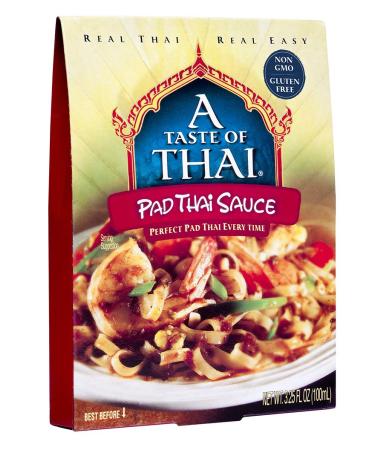 A Taste of Thai Pad Thai Sauce - 3.25oz Pack of 6 Ready-to-Use Mix | Flavored with Classic Thai Spices | Use for Noodles Marinade Dips Salad Dressing Stir-fry & More | Non-GMO | Gluten-free 3.25 Fl Oz (Pack of 6)