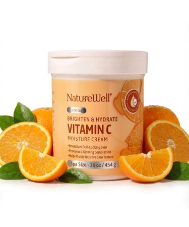 NATURE WELL Clinical Brighten & Hydrate Vitamin C Moisture Cream Skincare 2.0 for Face & Body Revitalizes Dull-Looking Skin Promotes A Glowing Complexion Helps Visibly Improve Skin Texture 16oz 16 Ounce (Pack of 1)