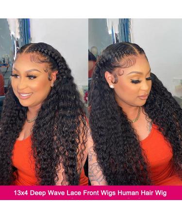 Xudoufu 26 Inch Deep Wave Human Hair Front Wig for Black Women | Pre Plucked 13x4 HD Transparent Lace | 150 Density Natural Color | Baby Hair Included - Buy Online on GoSupps.com