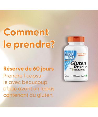 Doctor's Best Gluten Rescue with Glutalytic Enzyme Complex 60 Vegan Gluten Free Soy Free Vegetarian Non-GMO - Buy Online on GoSupps.com