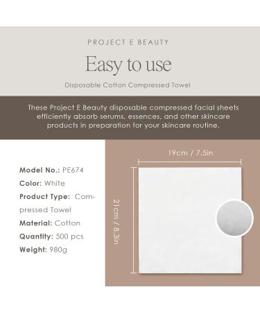 Project E Beauty Non-Woven DIY Face & Neck Mask Sheets - Compressed Facial Paper for Spa & Skincare (500 Pack - Buy Online on GoSupps.com
