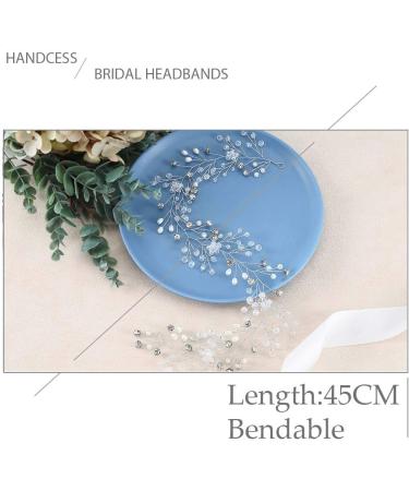 Handcess Bride Wedding Crystal Hair Vine Pearl Silver Headpiece Rhinestone Bridal Hair Accessories for Women and Girls (Silver) - Buy Online on GoSupps.com