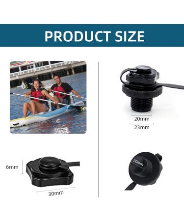 Inflatable Boat Air Valve Replacement Caps - 2PCS Spiral Air Plugs for Raft, Kayak, Marine Valve - Black - Buy Online on GoSupps.com