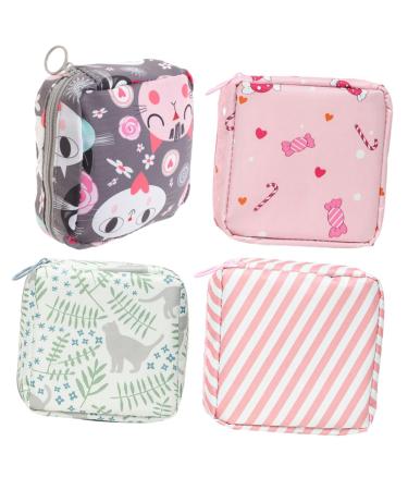 Healeved 4pcs Napkin Storage Bag Makeup Bag Set Make up Bag Organizer Bag Woman Handbags Menstruation Bag Zip Around Wallets for Women Period Pouch Women Period Bag Nursing Pad Bag
