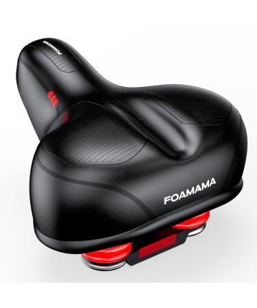 Foamama Comfortable Bike Seat, Compatible with Peloton, Exercise, Road, and Mountain Bikes, Bicycle Saddle Replacement with Dual Shock Absorbing Balls and High-Density Foam for Men & Women Comfort