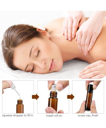 Terjbg 10-Pack Roll-On Glass Bottles for Essential Oils - Refillable 10ml Brown Bottles for Fragrance Cosmetics & Massages - Buy Online on GoSupps.com