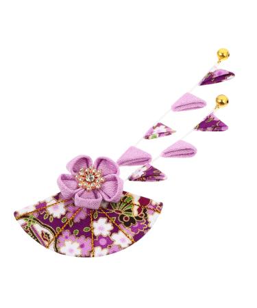 minkissy 1pc Japanese Style Headgear Japanese Hair Clips Womens Hair Clips Classic Flower Hair Clip Hair Ornaments for Women Japanese Style Headdress Geisha Purple Rhinestones Miss Kimono 15 5.5cm Purple