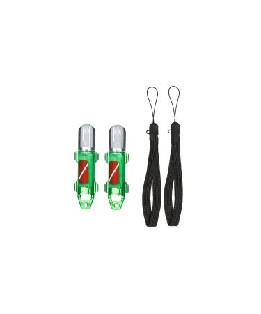 Water Activated-Scuba Tank LED Light-Night Diving Safety Marker-Flashing Strobe Signal Light-Rated Depth 3,000ft-Pack of 2 Green/Green