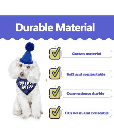 Dog Birthday Bandana Boy Dogs Birthday with Hat Pets Birthday Party Supplies for Medium Large Puppy Dog Birthday Party Outfits Blue - Buy Online on GoSupps.com