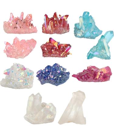 Gemstones and Crystals Colourful Aura Quartz Crystal Cluster Lucky Charm Natural Specimen Reiki Stone Electroplating Coated Stone Mineral Specimen - Buy Online on GoSupps.com