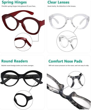 Shop Eyekepper 4-Pack Round Reading Glasses for Women | Stylish Large Frame +1.75 Diopters - International Shipping Available - Buy Online on GoSupps.com