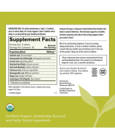 Organic Immune Strong Supplement with Turmeric & Tulsi - 90 Tablets | Ayurvedic Support for Natural Defenses* | Non-GMO, Vegan - Buy Online on GoSupps.com
