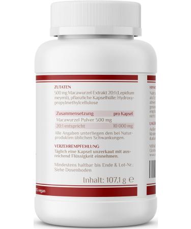 Vitaconcept I Maca Intensive 10000 mg Capsules - 20:1 Extract 180 Vegan Capsules Laboratory Tested Made in Germany - Highest Pharmaceutical Quality - Buy Online on GoSupps.com