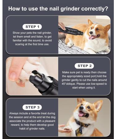 Justchee Dog Nail Grinder 2-Speed Electric Rechargeable Pet Nail Trimmer with Light 3 Ports Dog Nail Grinder Quiet Claw Grooming for Dog | Cat Low Noise and More Powerful Pet Nail Grinder (Black) - Buy Online on GoSupps.com