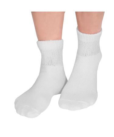 Garment Group Mens Diabetic Socks - 3 Pack Soft Ankle Length Footwear - White Regular White