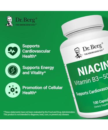 Dr. Berg Highly-Potent Niacin 500 mg Now Only 125 mg per Capsule for Niacin Flush Tolerance Building Gradually Increase to 500mg a Day Vitamin B3 for Heart Brain & Energy Support 100 Capsules - Buy Online on GoSupps.com
