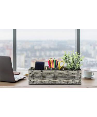 Rustic Farmhouse Toilet Paper Storage Basket with 3 Section Holder - Grey Bathroom Organizer - Buy Online on GoSupps.com