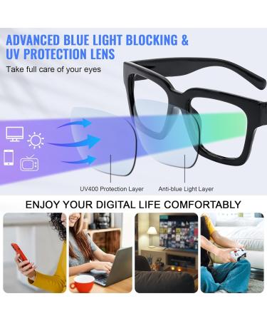 OCCI CHIARI Blue Light Blocking Glasses for Women Oversized Fashion Eyeglasses Reduce Eyestrain Computer Glasses Black - Buy Online on GoSupps.com