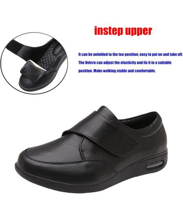 ALASON Women's Wide Width Arthritis Diabetic Home Shoes - Black 4.5 Wide (Machine Washable) - Buy Online on GoSupps.com