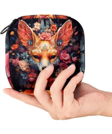 Sanitary Napkin & Menstrual Cup Storage Bag - Floral Fox Design | Women's Period Pads Holder - Buy Online on GoSupps.com