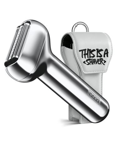 Foil Shaver Mini Portable Alloy Electric Razor for Men Cordless USB-C Rechargeable IPX7 Waterproof Wet & Dry Shave Battery Indicator 2 Speeds Travel Lock Travel Electric Shaver Silver Alloy Silver