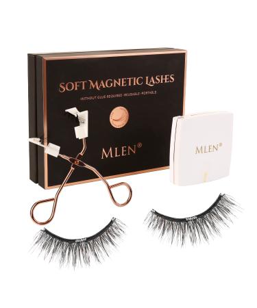 MLEN Dual Magnetic Eyelashes - Soft Magnets False Eyelashes Reusable 3D Lashes Extension with Tweezers NO Eyeliner and Glue Free (Style A) ELEGANT LADY